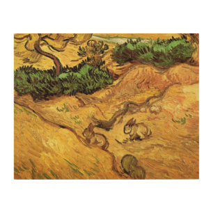 Field with Two Rabbits by Vincent van Gogh Wood Wall Decor