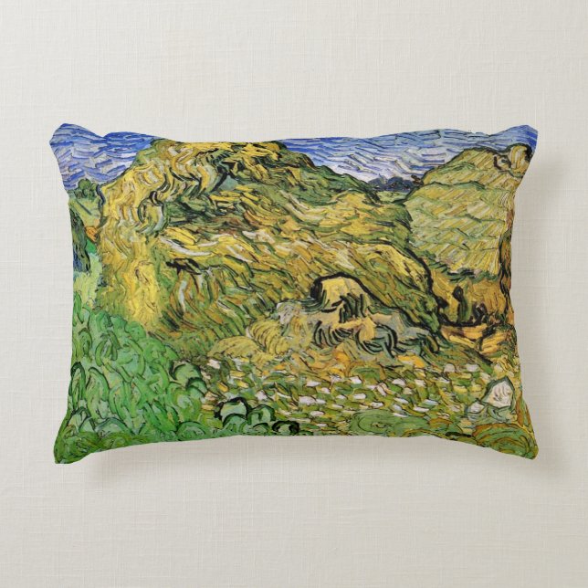 Field with Wheat Stacks by Vincent van Gogh Accent Pillow (Front)