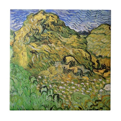 Field with Wheat Stacks by Vincent van Gogh Ceramic Tile