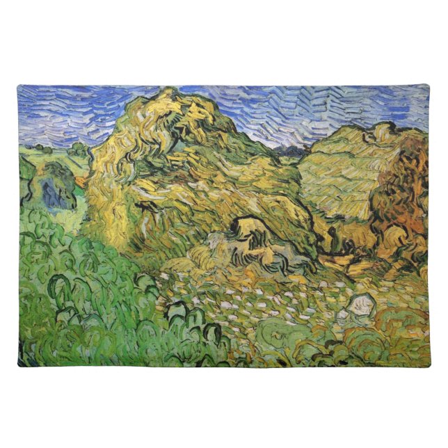 Field with Wheat Stacks by Vincent van Gogh Cloth Placemat (Front)