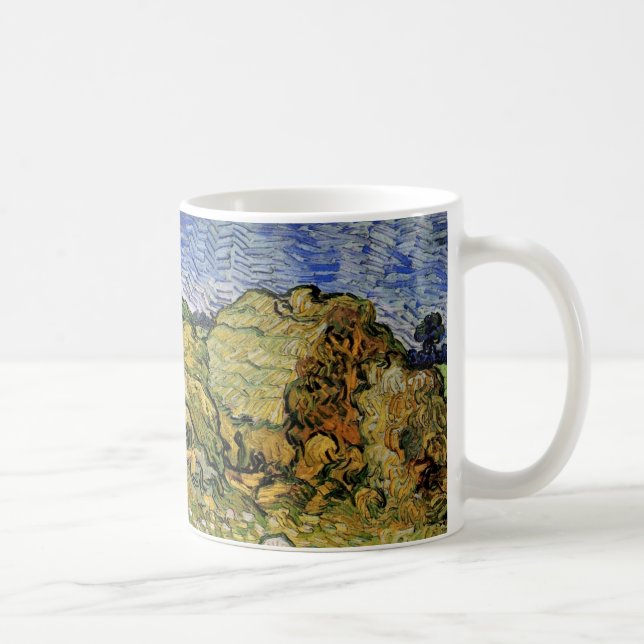 Field with Wheat Stacks by Vincent van Gogh Coffee Mug (Right)