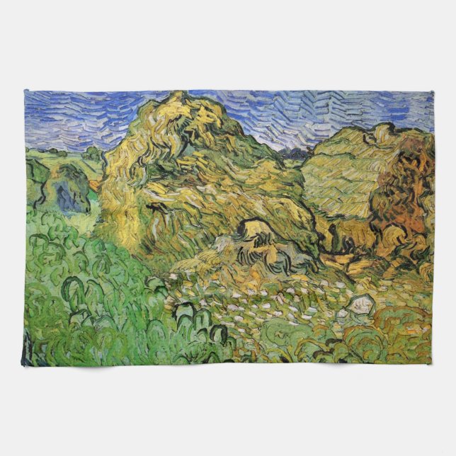 Field with Wheat Stacks by Vincent van Gogh Kitchen Towel (Horizontal)