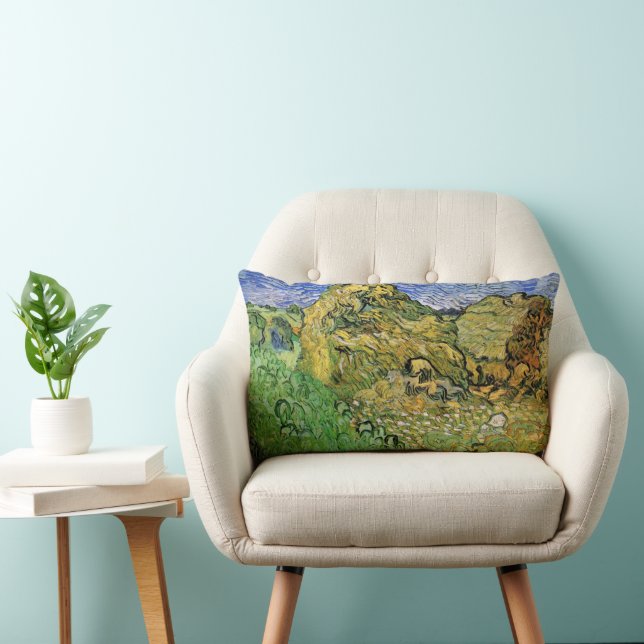 Field with Wheat Stacks by Vincent van Gogh Lumbar Pillow (Chair)
