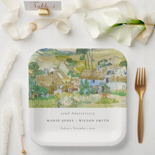 Fields Mountain Landscape Any Year Anniversary Paper Plates