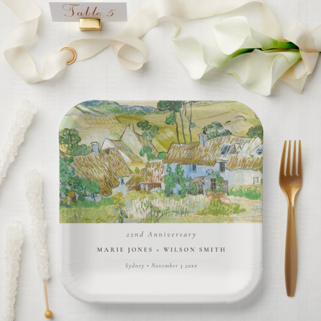 Fields Mountain Landscape Any Year Anniversary Paper Plates (Wedding)