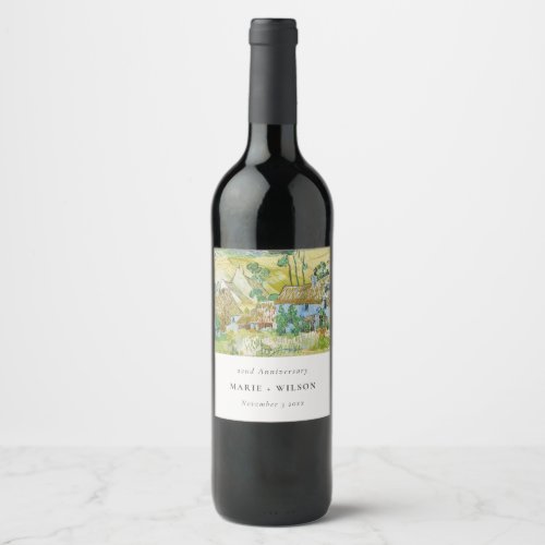Fields Mountain Landscape Any Year Anniversary Wine Label
