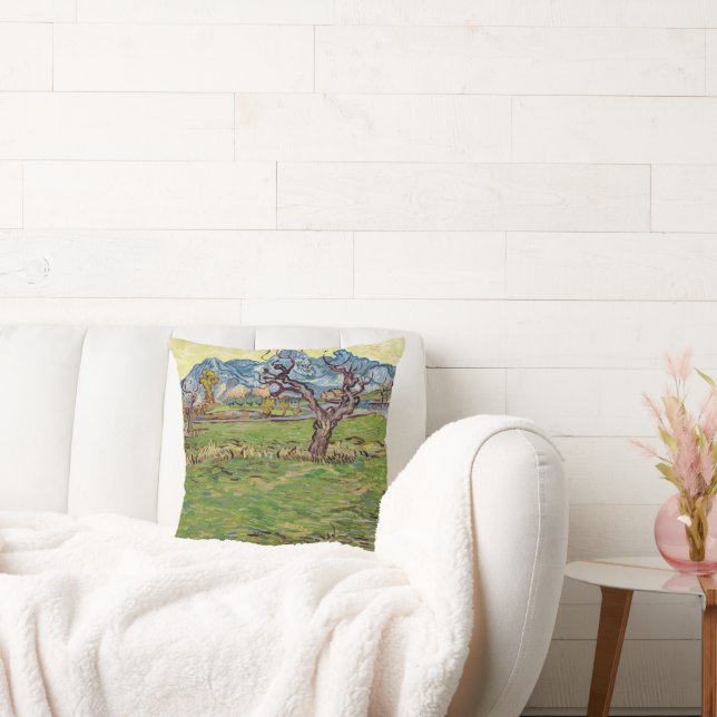 Fields near the Alpilles Vincent van Gogh  Throw Pillow (Couch)