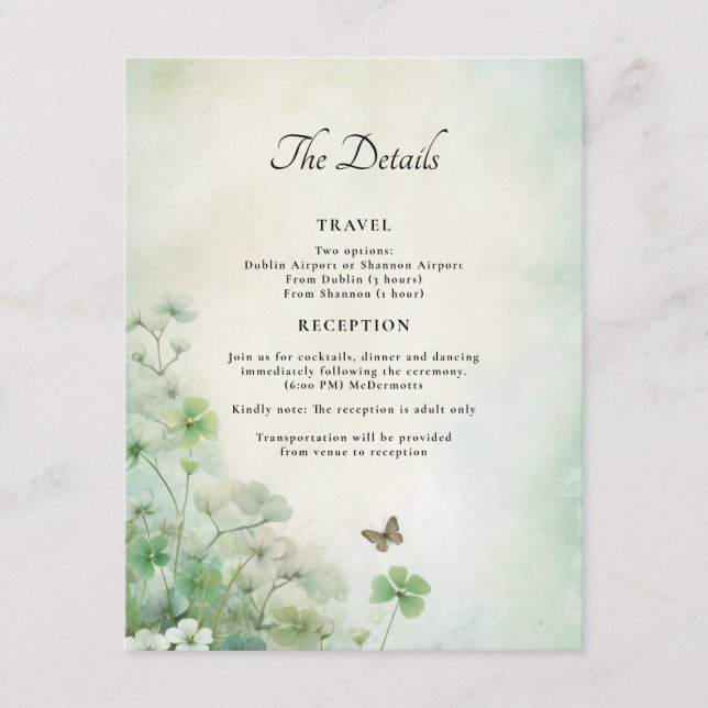 Fields of Clover Details Enclosure Card (Front)