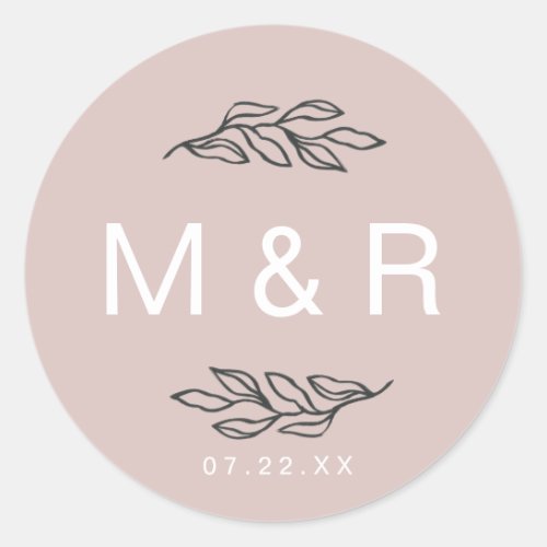 Fields of Dreams Blush  Floral Monogram Sticker