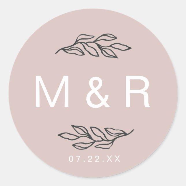 Fields of Dreams Blush | Floral Monogram Sticker (Front)