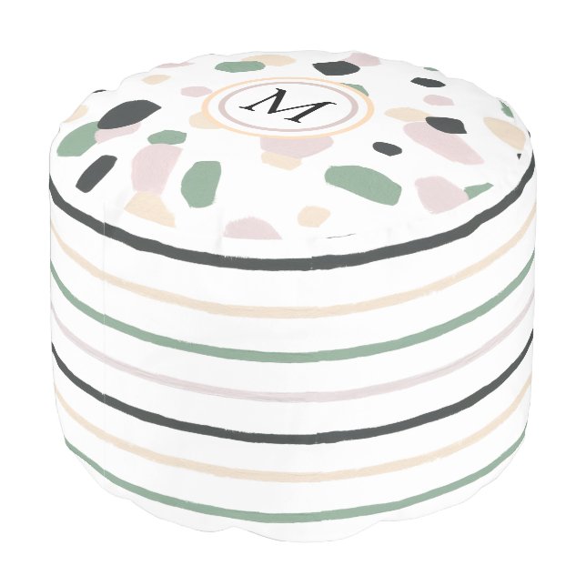 Fields of Dreams | Monogram Round Pouf (Angled Back)