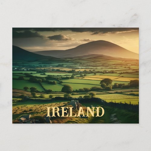 Fields of Green Ireland Postcard 