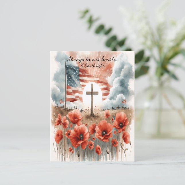 Fields of Red and Honor Holiday Postcard (Standing Front)