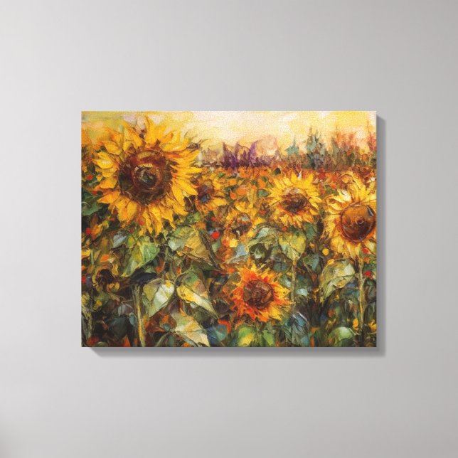 Fields of Sunflowers - Bold and Abstract De Canvas Print (Front)