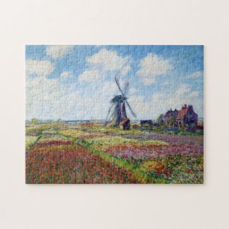 Fields of Tulip With The Rijnsburg Windmill Monet Jigsaw Puzzle