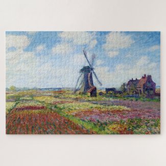 Fields of Tulip With The Rijnsburg Windmill Monet Jigsaw Puzzle