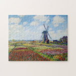 Fields Of Tulip With The Rijnsburg Windmill Monet Jigsaw Puzzle at Zazzle