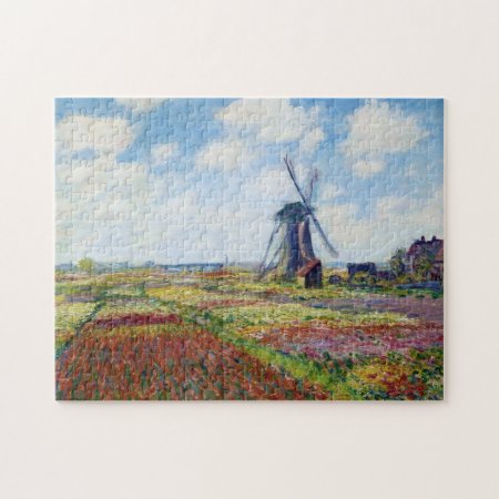 Fields Of Tulip With The Rijnsburg Windmill Monet Jigsaw Puzzle