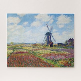 Fields of Tulip With The Rijnsburg Windmill Monet Jigsaw Puzzle