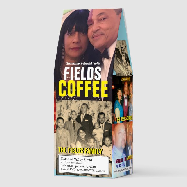 FIELDS Roasted Coffee, 12oz Bag, Dark Roast, Flath Coffee (Front)