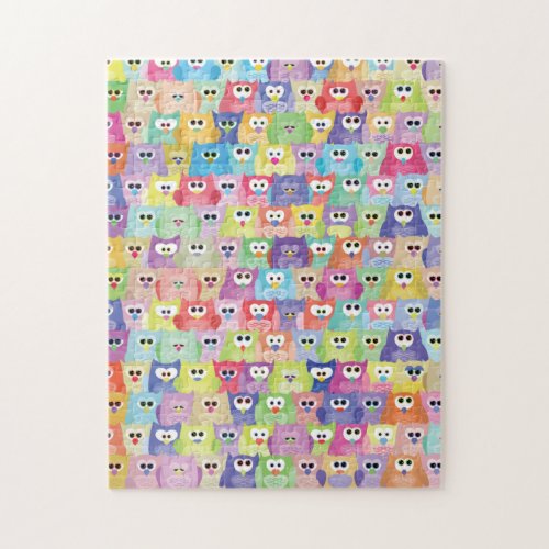 Fiendish Brighlty Colored Owls Jigsaw Puzzle