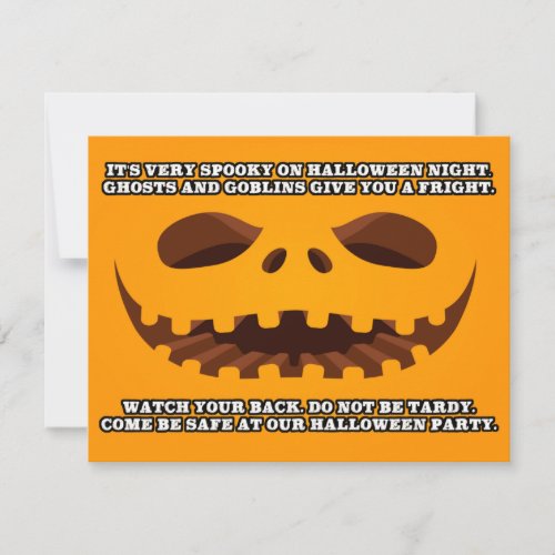 Fiendish Pumpkin Bloody Text Halloween Party Invitation