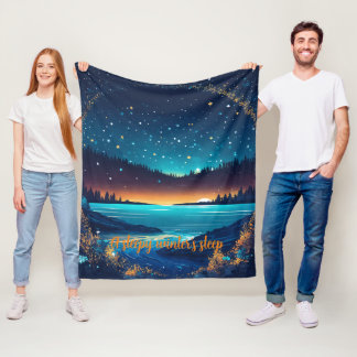 Fierce Abstract River with Magical Stars Sunset - Fleece Blanket
