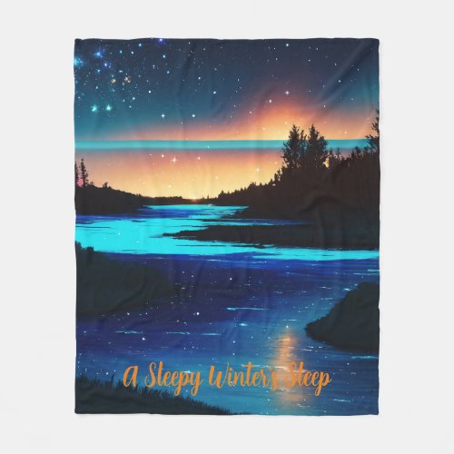 Fierce Abstract River with Magical Stars Sunset _ Fleece Blanket