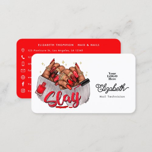 Fierce African American Slay Nail Salon Branding Business Card