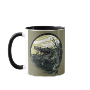 Fierce Alligator Swamp Illustration Art Mug