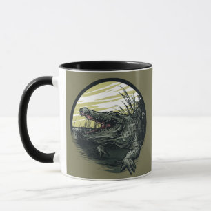 Fierce Alligator Swamp Illustration Art Mug