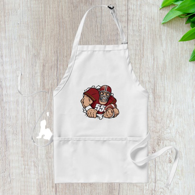 Fierce American Football Player Breaking Through  Adult Apron (Creator Uploaded)