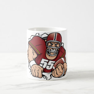 Fierce American Football Player Breaking Through  Coffee Mug