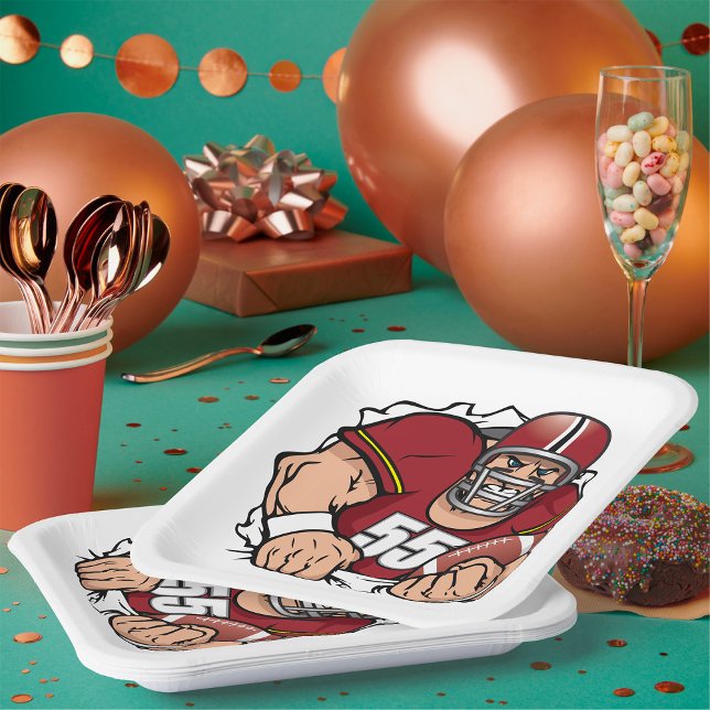 Fierce American Football Player Breaking Through  Paper Plates (Creator Uploaded)