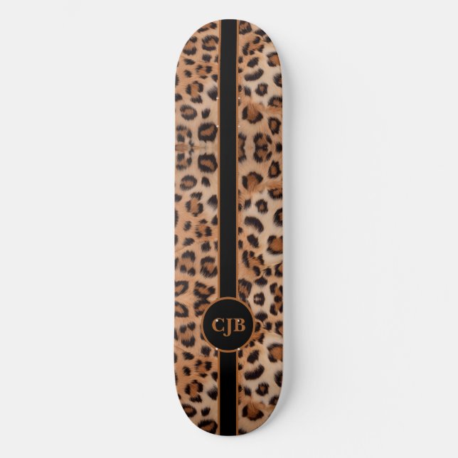 Fierce and Bold Leopard Pattern Skateboard (Front)