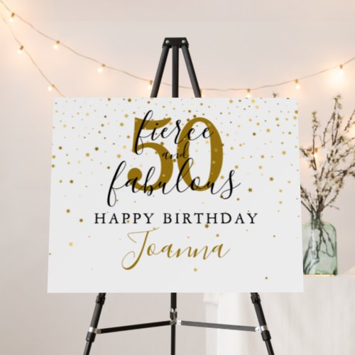 Fierce and Fabulous Gold Black Birthday Party Sign