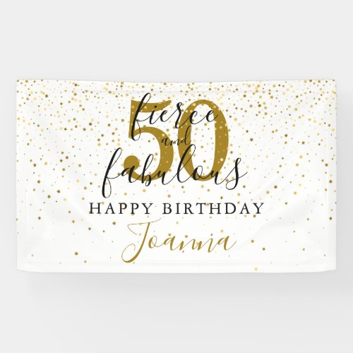 Fierce and Fabulous Happy Birthday Black And Gold  Banner