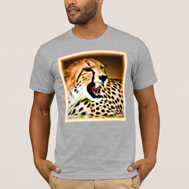"Fierce and Fiery Cheetah Design". Buy Now T-Shirt (Front)