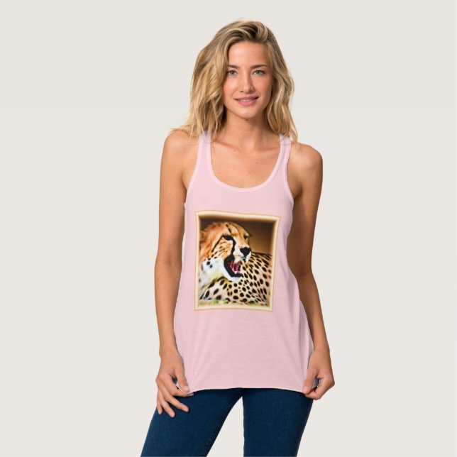 "Fierce and Fiery Cheetah Design". Buy Now Tank Top (Front Full)