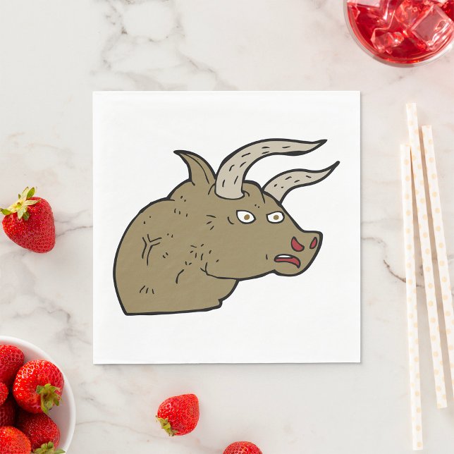 Fierce Angry Bull Head Rustic Wild Animal  Napkins (Creator Uploaded)