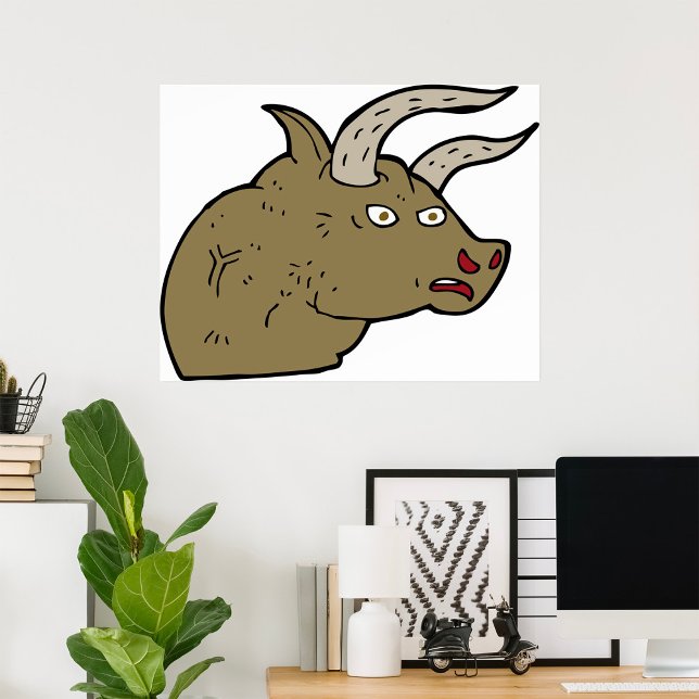 Fierce Angry Bull Head Rustic Wild Animal  Poster (Creator Uploaded)