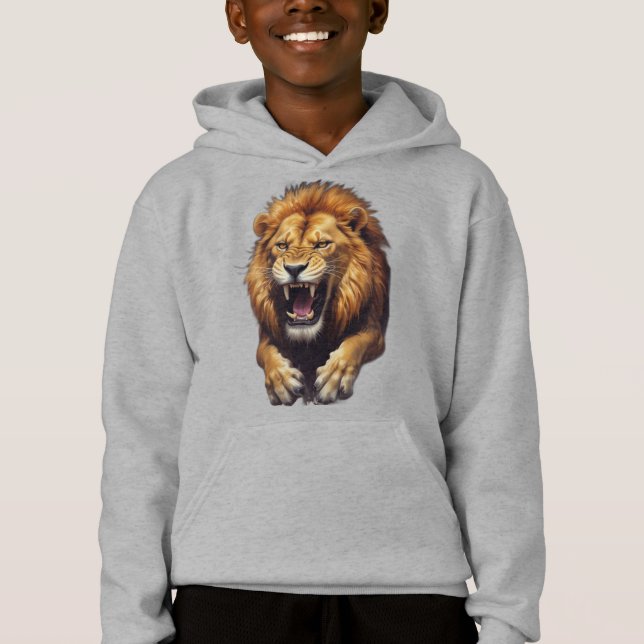 Fierce Angry Lion Illustration Hoodie (Front)