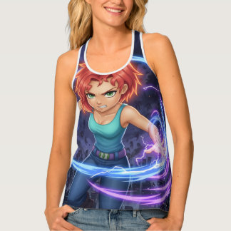 Fierce Anime Girl Power – Electric Energy Warrior Tank Top