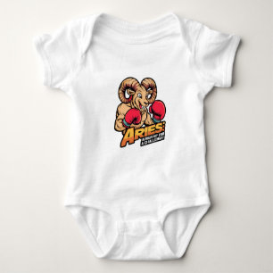 Fierce Aries Ram Boxer "Always Up for a Challenge" Baby Bodysuit