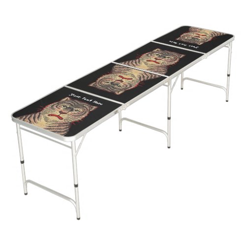 Fierce Asian Black Tan Tiger on Black Beer Pong Table