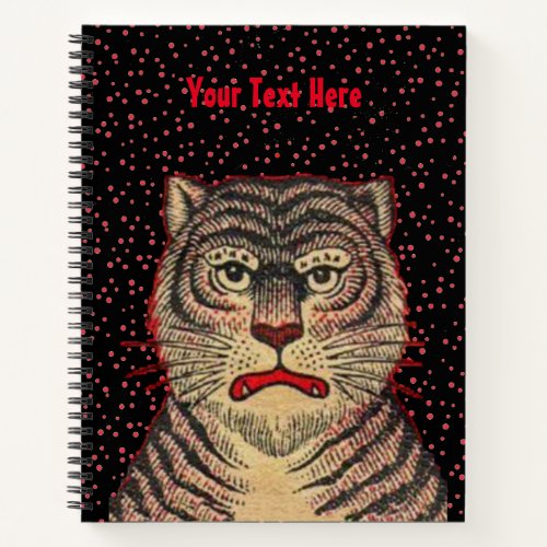 Fierce Asian Tiger Head Black Stripes Red Dots Notebook