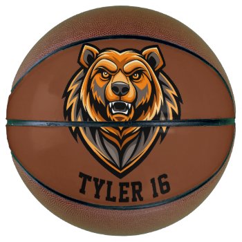 Fierce Bear Personalize Basketball by BostonRookie at Zazzle