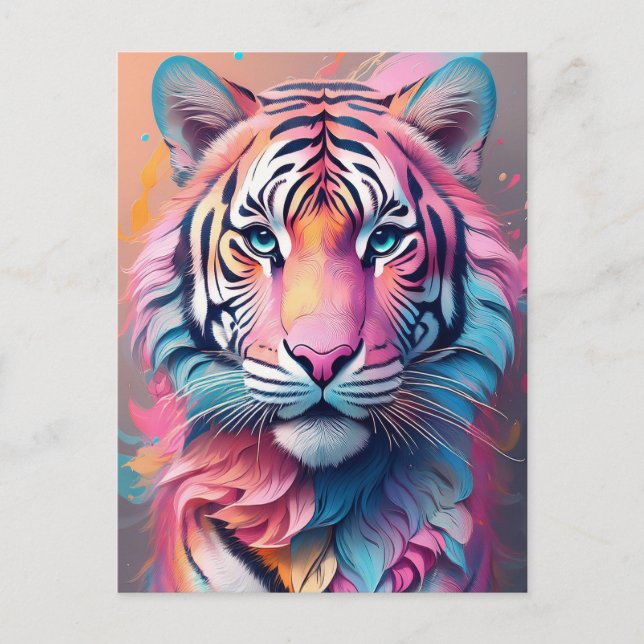 Fierce Beauty Pink Tiger  Postcard (Front)