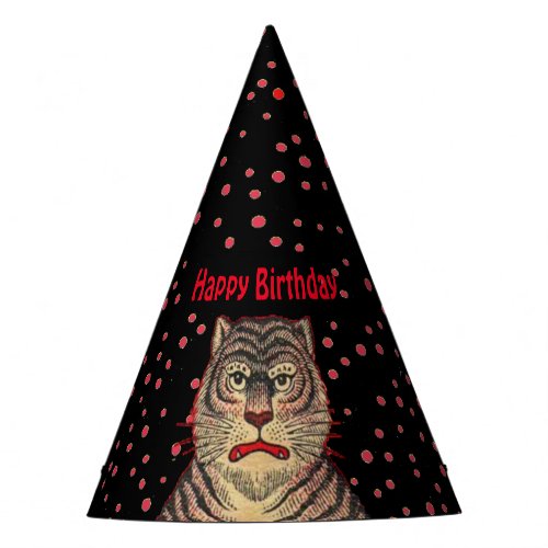 Fierce Birthday Asian Tiger Stripes Red Dots Party Hat