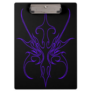 Fierce Black and Purple Tribal Line Art Clipboard